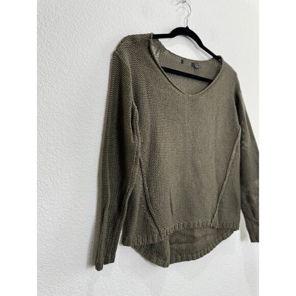 Women's Knitted Green V-Neck Sweater with Suede Elbow Patches XS - Picture 6 of 11